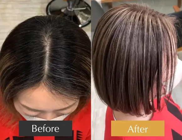白髪染め前後